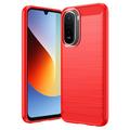 Xiaomi Redmi 15a/R70/R70m Børstet TPU Cover - Karbonfiber - rød