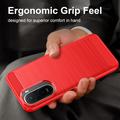 Xiaomi Redmi 15a/R70/R70m Børstet TPU Cover - Karbonfiber - rød