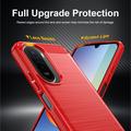 Xiaomi Redmi 15a/R70/R70m Børstet TPU Cover - Karbonfiber - rød