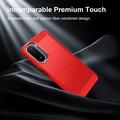 Xiaomi Redmi 15a/R70/R70m Børstet TPU Cover - Karbonfiber - rød