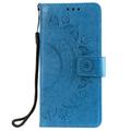 Xiaomi Redmi 15a Mandala Etui med Pung med håndledsrem - Blå