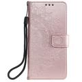 Xiaomi Redmi 15a Mandala Etui med Pung med håndledsrem - lyserød