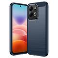 Xiaomi Redmi 17 5G/4G Børstet TPU Cover - Karbonfiber - blå