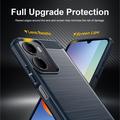 Xiaomi Redmi A7 Pro Børstet TPU Cover - Karbonfiber - blå