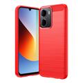 Xiaomi Redmi A7 Pro Børstet TPU Cover - Karbonfiber - rød