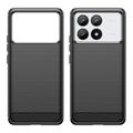 Xiaomi Redmi K70/K70 Pro/Poco F6 Pro Børstet TPU Cover - Karbonfiber