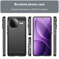 Xiaomi Redmi K80/Poco F7 Pro Børstet TPU Cover - Karbonfiber - Sort