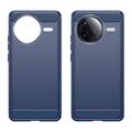 Xiaomi Redmi K80/Poco F7 Pro Børstet TPU Cover - Karbonfiber - Blå