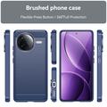 Xiaomi Redmi K80/Poco F7 Pro Børstet TPU Cover - Karbonfiber - Blå