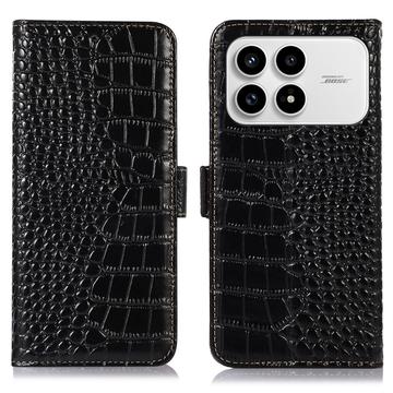Xiaomi Redmi K90/Poco F8 Pro Crocodile Series Læderpung med RFID - Sort