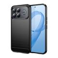 Xiaomi Redmi K90 Pro Max/Poco F8 Ultra Børstet TPU Cover - Karbonfiber - Sort