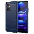 Xiaomi Redmi Note 12/Poco X5 Børstet TPU Cover - Karbonfiber - Blå