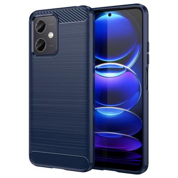 Xiaomi Redmi Note 12/Poco X5 Børstet TPU Cover - Karbonfiber - Blå
