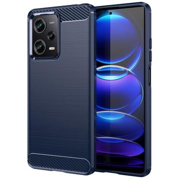 Xiaomi Redmi Note 12 Pro Børstet TPU Cover - Karbonfiber - Blå