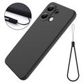 Xiaomi Redmi Note 13 4G Liquid Silikone Cover med Strop - Sort