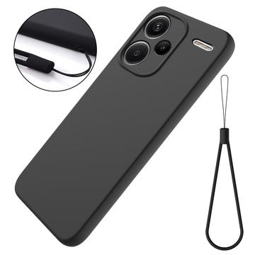 Xiaomi Redmi Note 13 Pro+ Liquid Silikone Cover med Strop - Sort