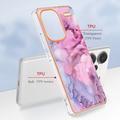 Xiaomi Redmi Note 13 Pro+ Marmormønster Galvaniseret IMD TPU Cover - Blå / Pink