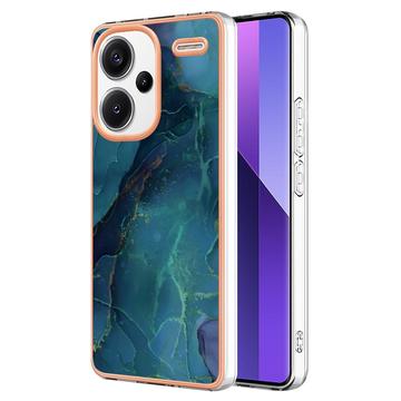 Xiaomi Redmi Note 13 Pro+ Marmormønster Galvaniseret IMD TPU Cover - Grøn