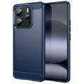 Xiaomi Redmi Note 14 4G Børstet TPU Cover - Karbonfiber - Blå