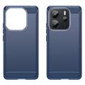 Xiaomi Redmi Note 14 4G Børstet TPU Cover - Karbonfiber - Blå