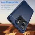 Xiaomi Redmi Note 14 4G Børstet TPU Cover - Karbonfiber - Blå