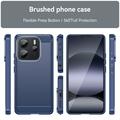 Xiaomi Redmi Note 14 4G Børstet TPU Cover - Karbonfiber - Blå
