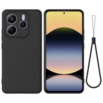 Xiaomi Redmi Note 14 5G Flydende silikone cover med håndrem - sort
