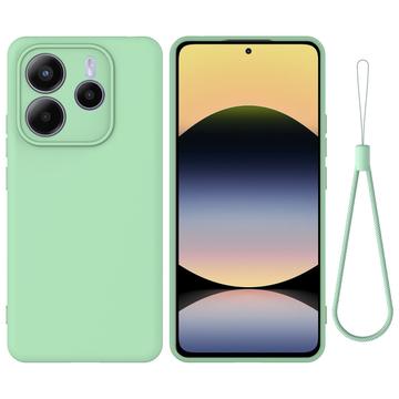 Xiaomi Redmi Note 14 5G Flydende silikone cover med håndrem - grøn