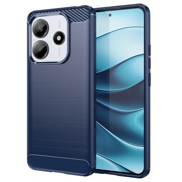 Xiaomi Redmi Note 14 Børstet TPU Cover - Karbonfiber - Blå