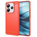 Xiaomi Redmi Note 14 Børstet TPU Cover - Karbonfiber - Rød