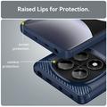 Xiaomi Redmi Note 14 Pro 4G Børstet TPU Cover - Karbonfiber - Blå
