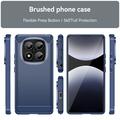 Xiaomi Redmi Note 14 Pro 4G Børstet TPU Cover - Karbonfiber - Blå