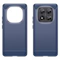 Xiaomi Redmi Note 14 Pro 5G/Poco X7 Børstet TPU Cover - Karbonfiber - Blå