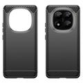 Xiaomi Redmi Note 14 Pro+ 5G Børstet TPU Cover - Karbonfiber - Sort