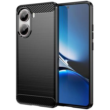 Xiaomi Redmi Turbo 4/Poco X7 Pro Børstet TPU Cover - Karbonfiber - Sort