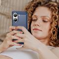 Xiaomi Redmi Turbo 4/Poco X7 Pro Børstet TPU Cover - Karbonfiber - Blå