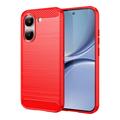 Xiaomi Redmi Turbo 5/Poco X8 Pro Børstet TPU Cover - Karbonfiber - rød