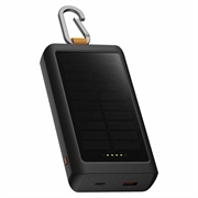 Xtorm Go2-serien 10000mAh solcelledrevet powerbank/lommelygte - 20W, USB-C, USB-A - sort