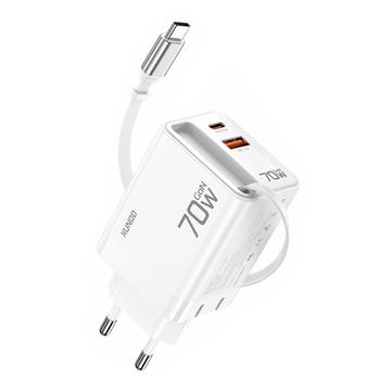 Xundd XDCH-109 70W GaN-hurtigoplader med USB-C-kabel - EU-stik - Hvid