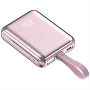 YM-1254 Mini-powerbank med indbygget kabel - 20000mAh - rosaguld