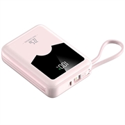 YM-1422 Mini-powerbank 20000mAh - USB-C, Lightning-kabler - lyserød