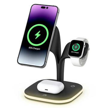 YM-UD22 Pro 3-i-1 MagSafe opladningsstation med natlys - 15W - Sort