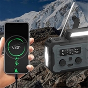 YX328 Nødhåndsvinget solcelleradio med lommelygte, 4000mAh powerbank - grå