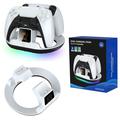 YZC-523 Dobbelt opladningsstation til PS5/PS5 Edge-controller - RGB-dock, OLED-skærm - hvid