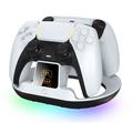 YZC-523 Dobbelt opladningsstation til PS5/PS5 Edge-controller - RGB-dock, OLED-skærm - hvid