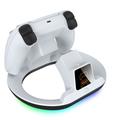 YZC-523 Dobbelt opladningsstation til PS5/PS5 Edge-controller - RGB-dock, OLED-skærm - hvid