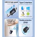 Yesido GS31 USB 3.0 til USB-C OTG-adapter 18W - Sort