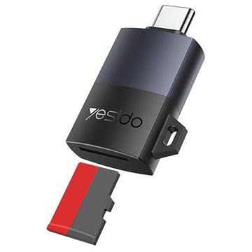Yesido GS37 USB-C TF-kortlæser med snor - 480 Mbps Plug-and-Play OTG-adapter