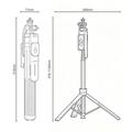 Yesido SF34 Selfiestang med stativ - 174cm, udtrækkelig/Bluetooth-fjernbetjening - 1/4" - Sort