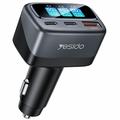 Yesido Y75 105W biloplader med 3 porte og TFT-skærm - sort